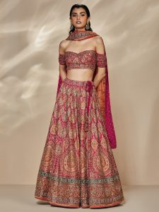 off-shoulder bridal lehenga