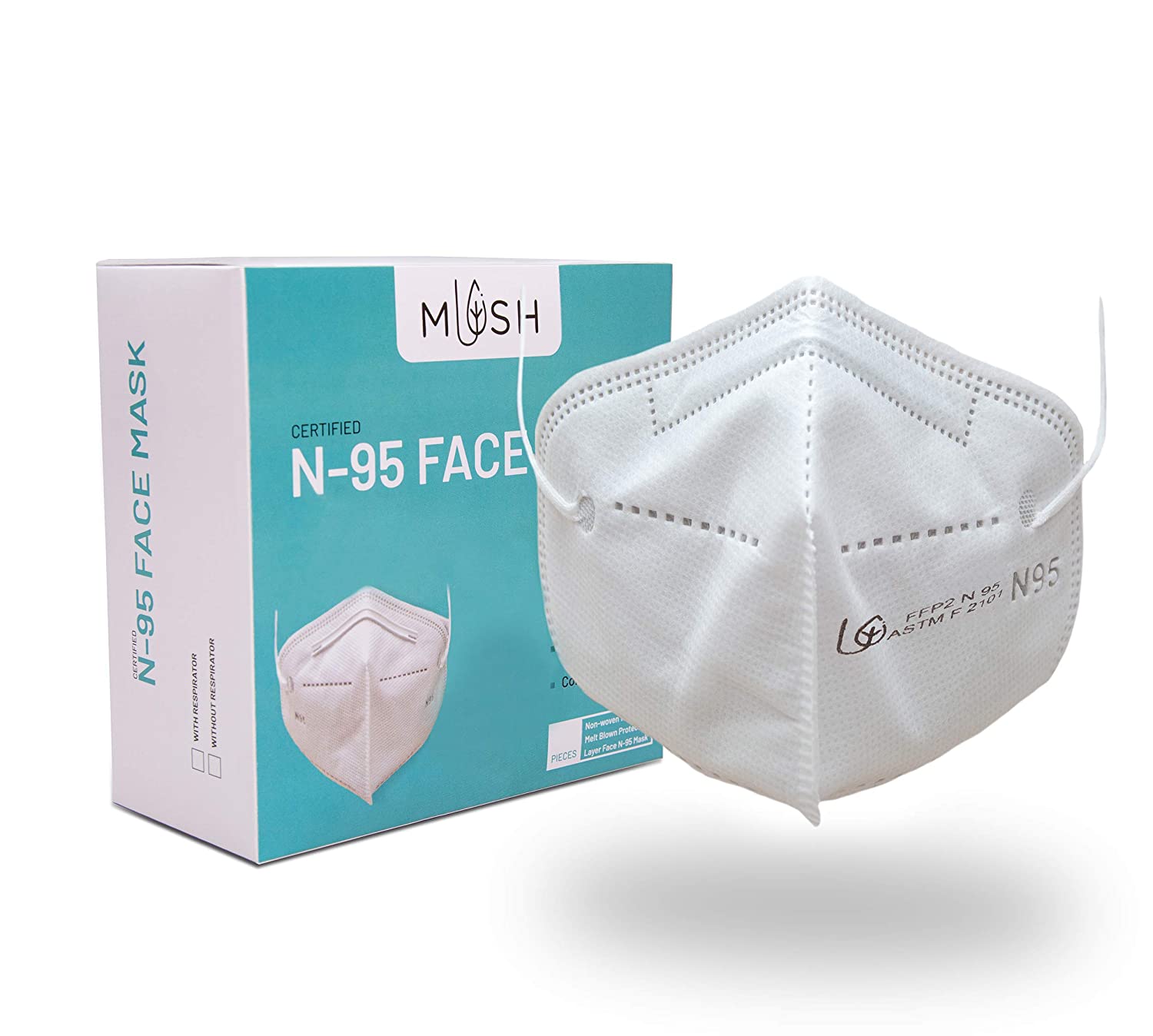 Mush N95 Face Mask : Soft, Reusable 6 layered face mask ( Pack of 20 ). CE, ISO, FDA Certified and NABL, SITRA lab tested