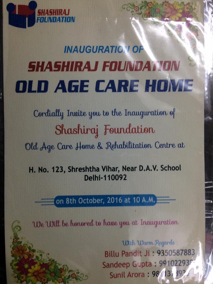 Old Age Homes in Delhi - Shashiraj Foundation