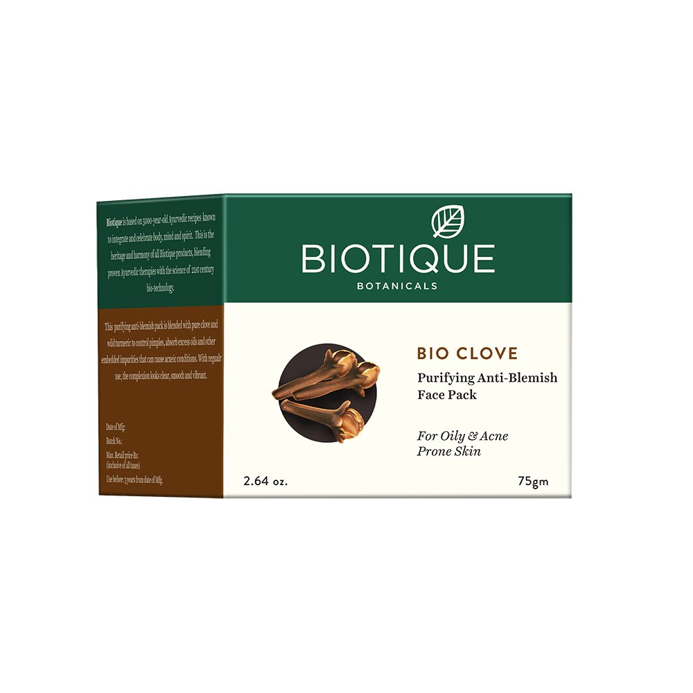 skin care routine for oily skin - Biotique Bio Clove Purifying Anti Blemish Face Pack For Oily And Acne-Prone Skin