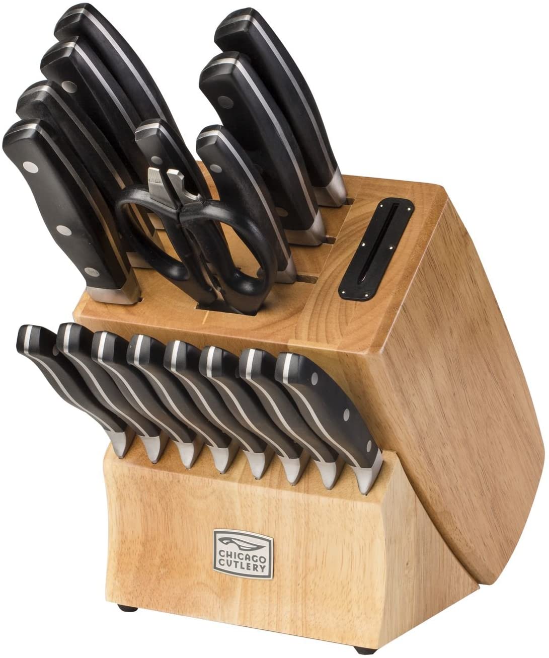 Chicago Cutlery Insignia 2 18 Piece Knife Block Set with In-Block Knife Sharpener