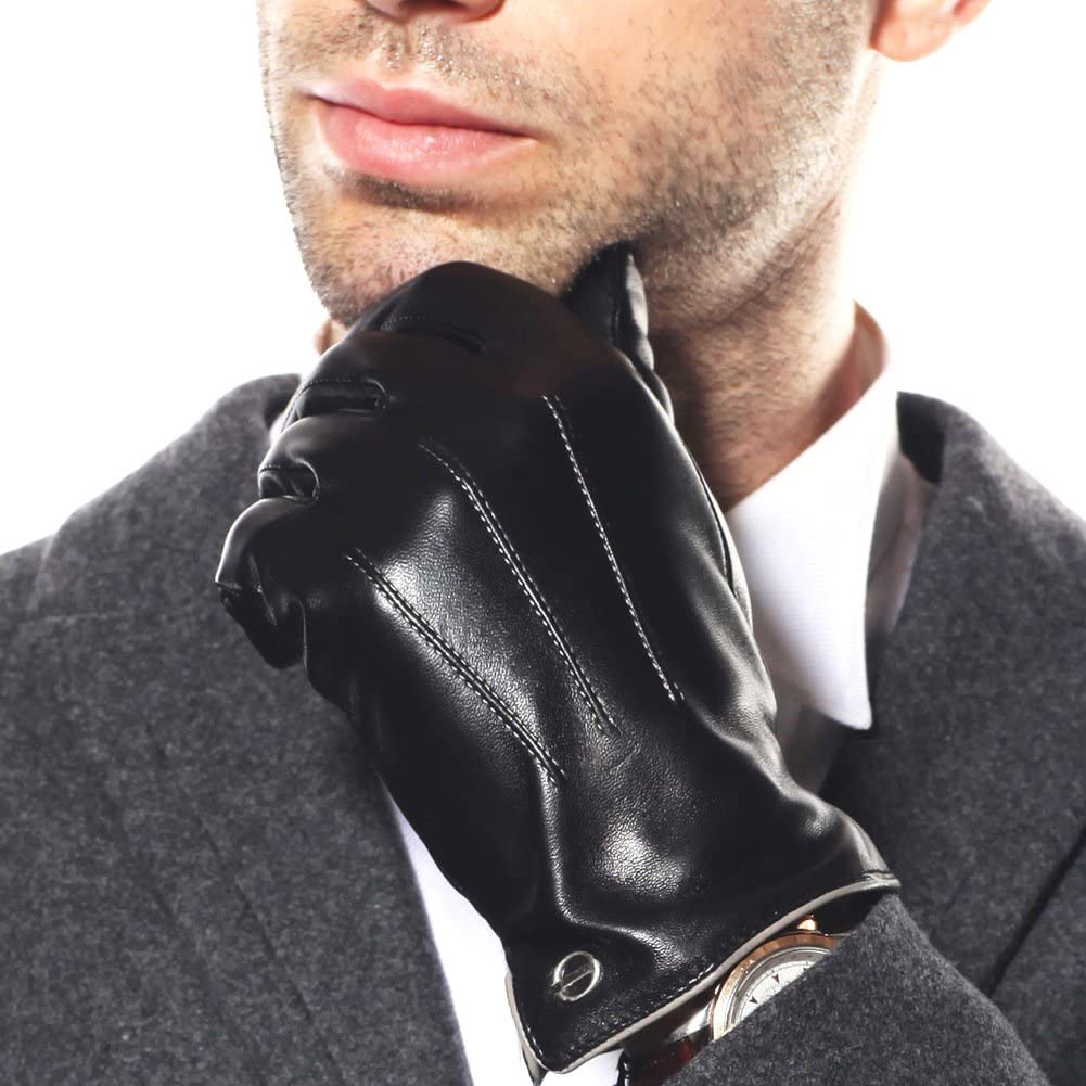 driving gloves - ELMA Winter Leather Gloves for Men & Women 