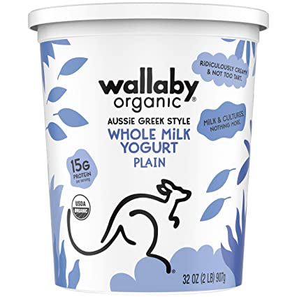 sugar free yogurt - Wallaby Organic Aussie Greek Plain Whole Milk Yoghurt