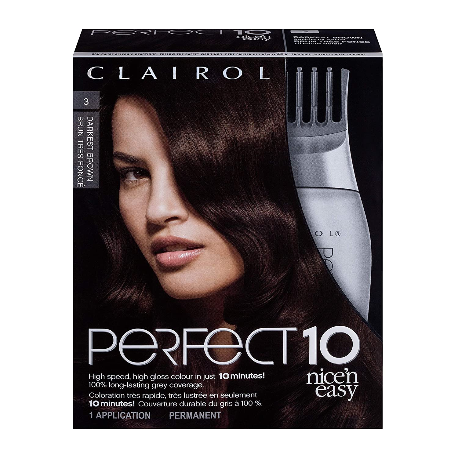 asian hairdye - Clairol Nice’n Easy Perfect 10 Permanent Hair Color in Darkest Brown