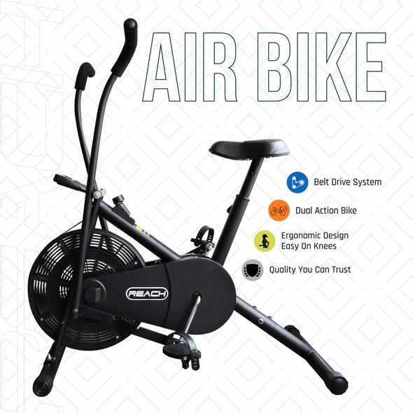 folding exercise bikes - Reach Air Bike Exercise Cycle 