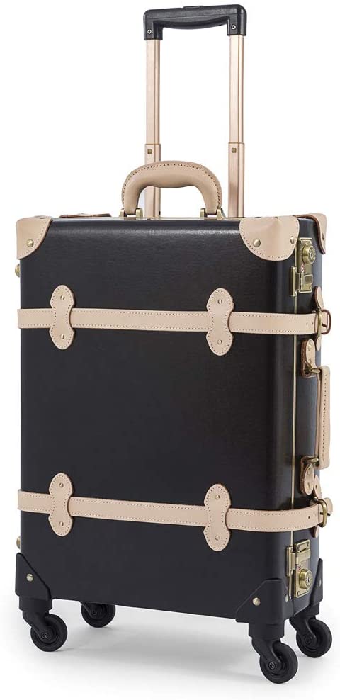 Cotrunkage Geniue Leather Zipperless 20-Inch Spinner Carry-On