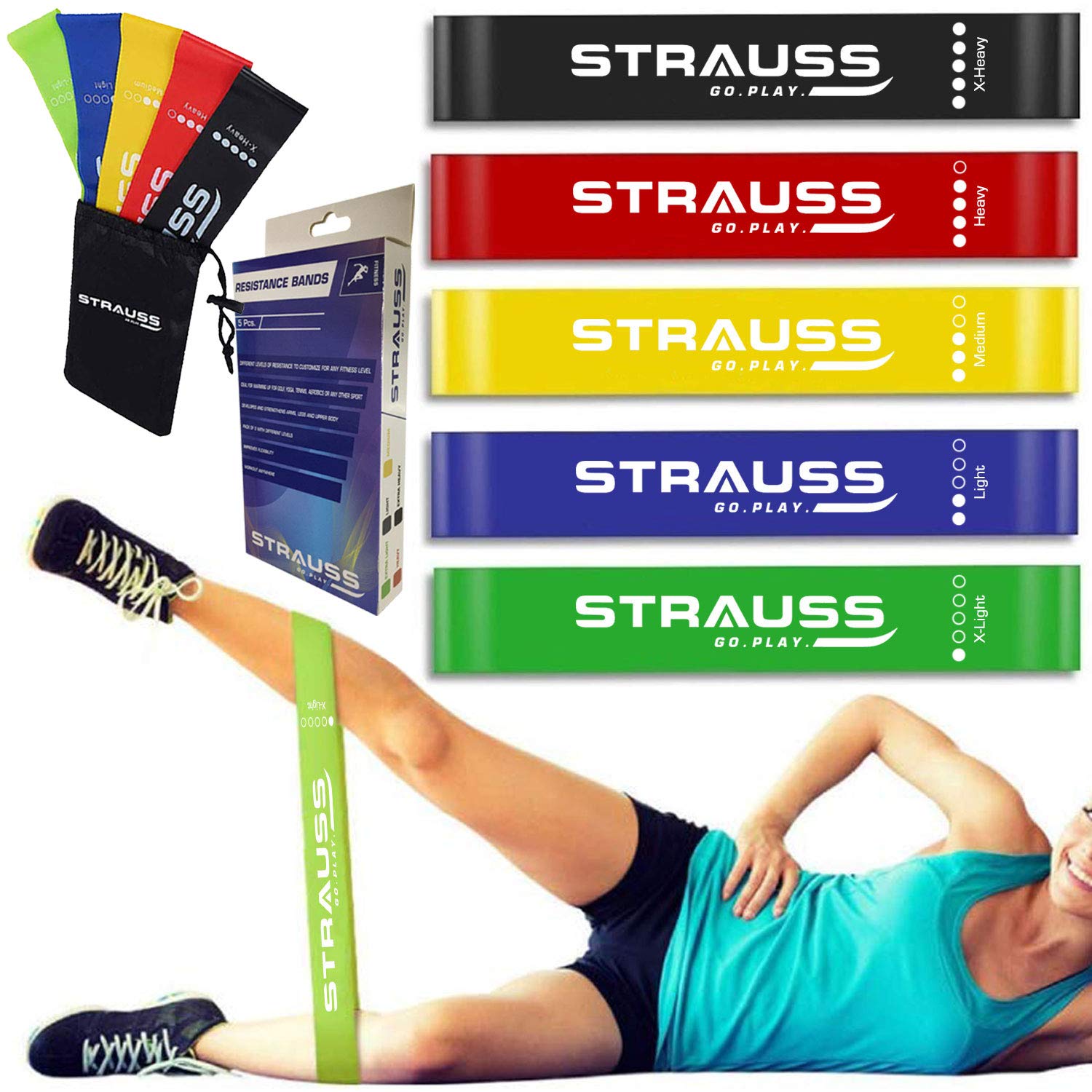 best resistance brands India - Strauss Exercise Resistance Bands, (Set of 5)
