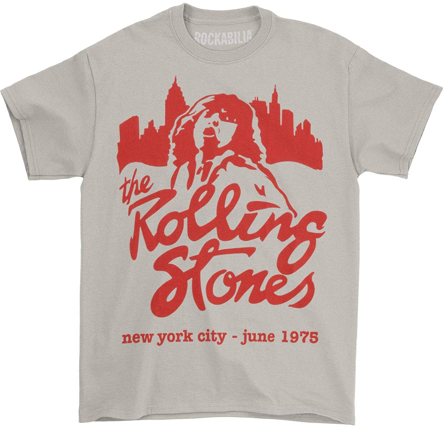 Rolling Stones Men's Mick June 1975 NYC T-Shirt Beige