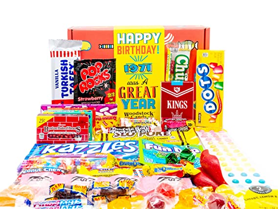 gifts for 50 year old women - 50th Birthday Retro Candy Box