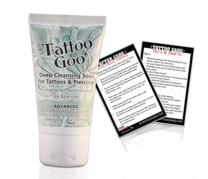 soap for tattoos -Best OTC Antimicrobial Soap: Tattoo Goo Deep Cleansing Soap 