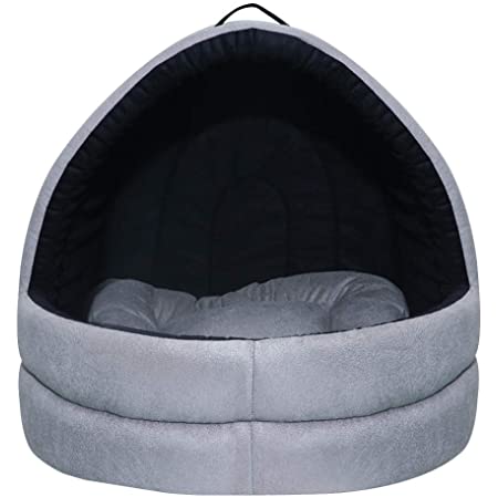 Mellifluous Medium Size Dog and Cat Cave Pet Bed (M, Grey-Black)