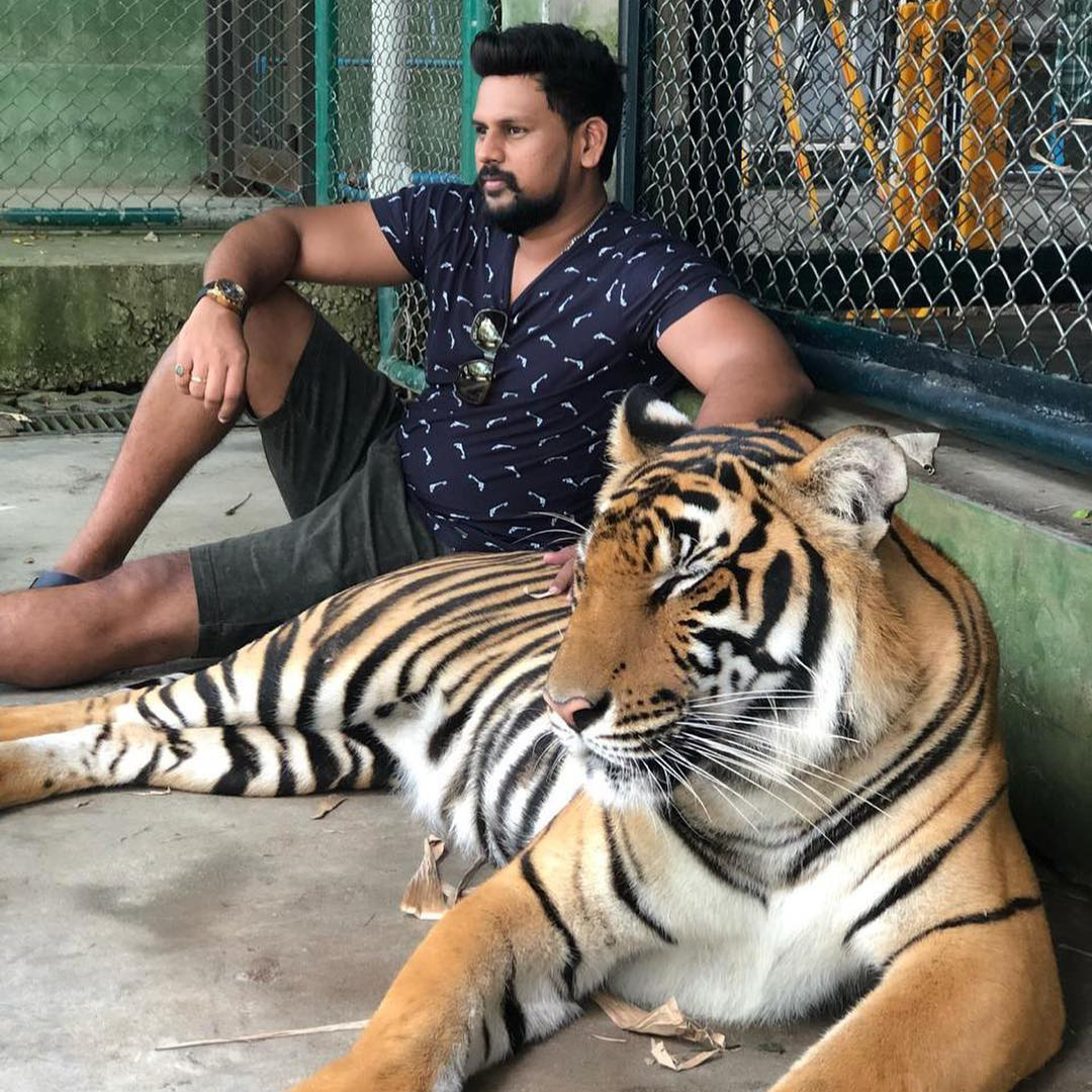 Abhishek Jawkar with a tiger
