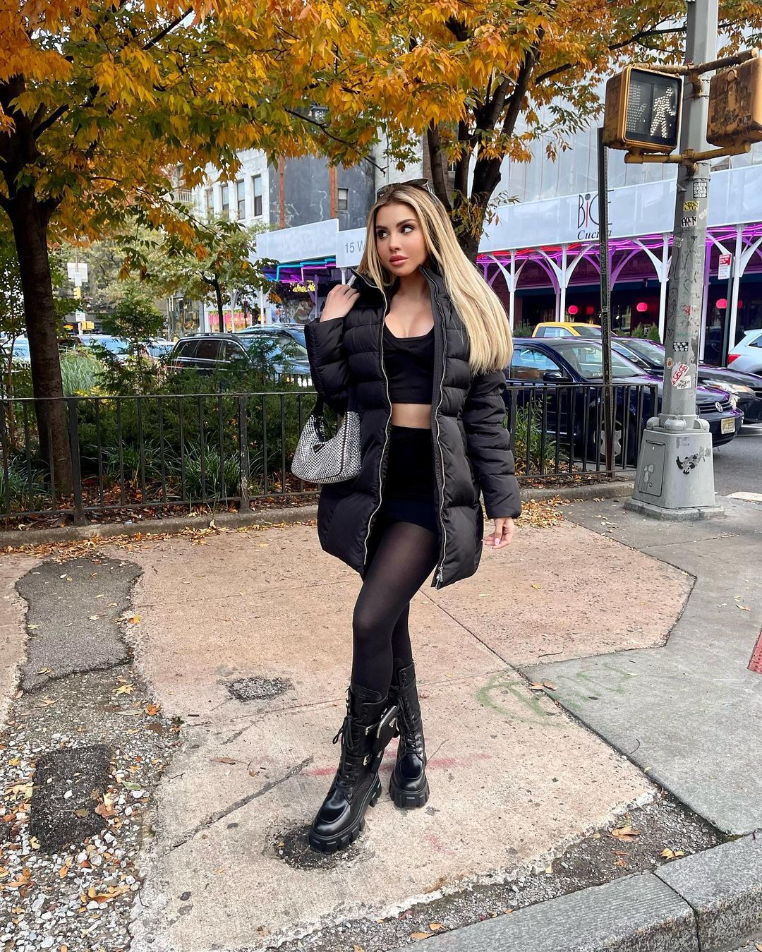 Alexa Dellanos in black