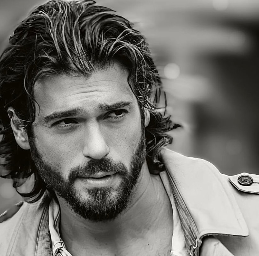 Can Yaman black and white